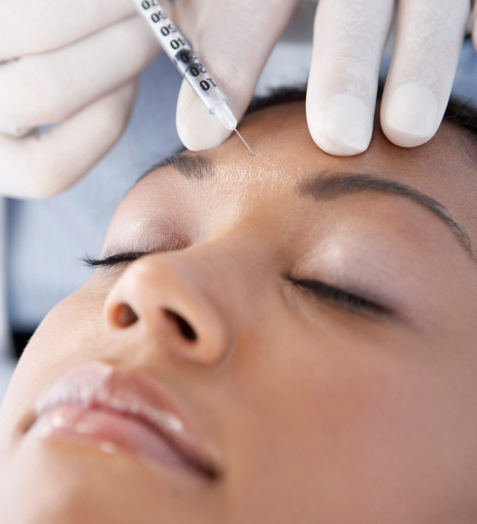 Filler Treatments: Woman’s forehead at procedure
